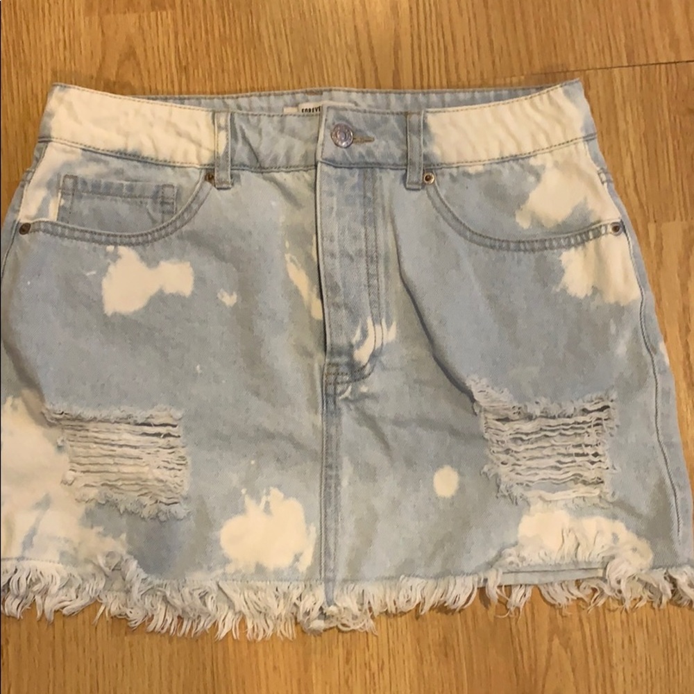 Acid Wash Distressed Mini Skirt